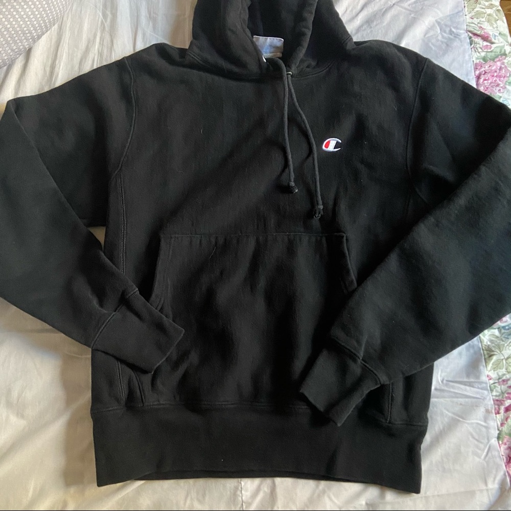 Black reverse weave champion hoodie size small